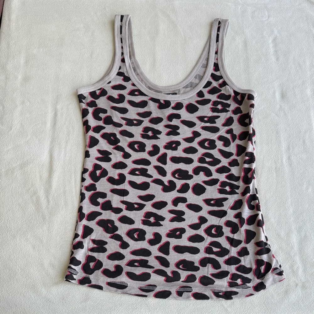 Zara Black and Pink Animal Print Tank Top
